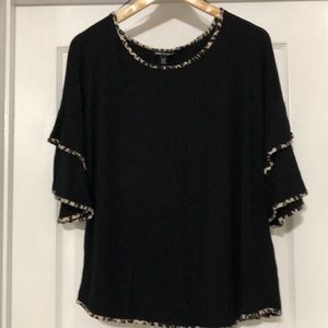 Women black and animal print Blouse